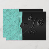 Invitation floral de mariage de ruban de FAUX de (Devant / Derrière)