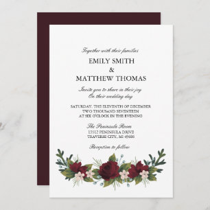 Invitation floral de mariage d'hiver de Marsala
