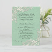 Invitation Floral de menthe et d'ivoire Lacey (Debout devant)