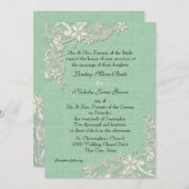 Invitation Floral de menthe et d'ivoire Lacey (Devant / Derrière)