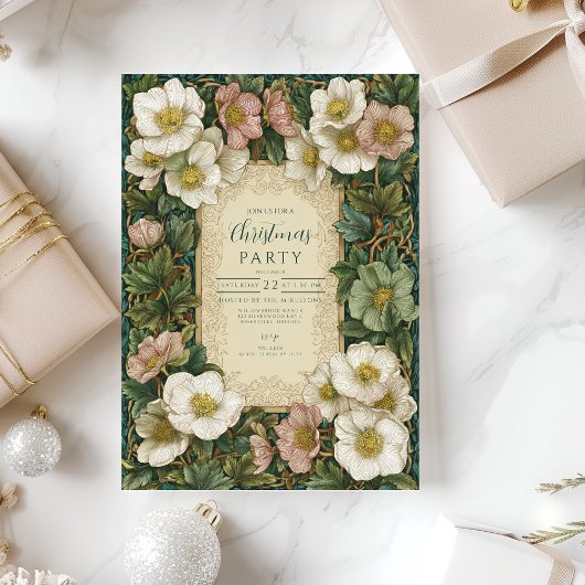 Invitation Floral de Noël Vintage