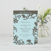 Invitation Floral de Paisley bleu et Brown (Debout devant)