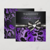 Invitation Floral De Quinceañera Avec Un Bow Bijou (Devant / Derrière)