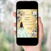 Invitation Floral de robe vert or Quinceanera