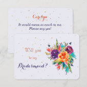 Invitation Floral De Tangérine Bleue Serez-Vous Ma Femme D'Ac (Devant / Derrière)