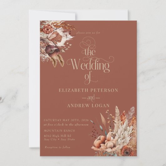 Invitation Floral de terre cuite moderne | Mariage des fleurs (Devant)