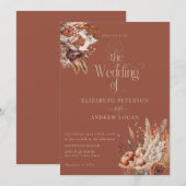 Invitation Floral de terre cuite moderne | Mariage des fleurs (Devant / Derrière)