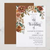 Invitation Floral de terre cuite moderne | Mariage des fleurs (Devant / Derrière)