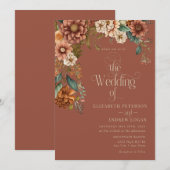 Invitation Floral de terre cuite moderne | Mariage des fleurs (Devant / Derrière)