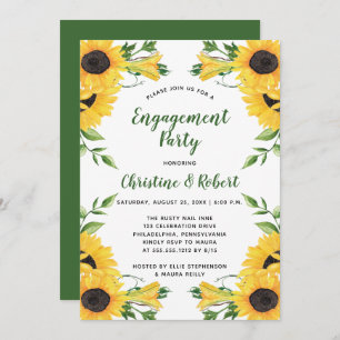 Invitation Floral de tournesol de Boho   Green Engagement Par