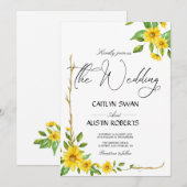 Invitation Floral de tournesol moderne et élégant (Devant / Derrière)