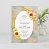 Invitation Floral de tournesol rustique avec Mariage de cadre (Debout devant)