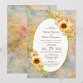 Invitation Floral de tournesol rustique avec Mariage de cadre (Devant / Derrière)