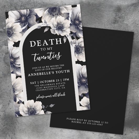 Invitation Floral Death To My Youth 30th Birthday