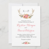 Invitation Floral Deer Antler Boho Chic Mariage Célébration (Devant)