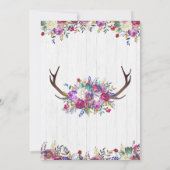 Invitation Floral Deer Antler Chic Anniversaire Fête Invitati (Dos)