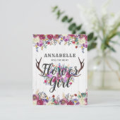 Invitation Floral Deer Antlers Serez-Vous Ma Fille Fleur (Debout devant)