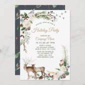 Invitation Floral Deer Corporate Fête de Noël (Devant / Derrière)