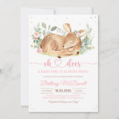 Invitation Floral Deer Oh Deer Girl Baby shower (Devant)