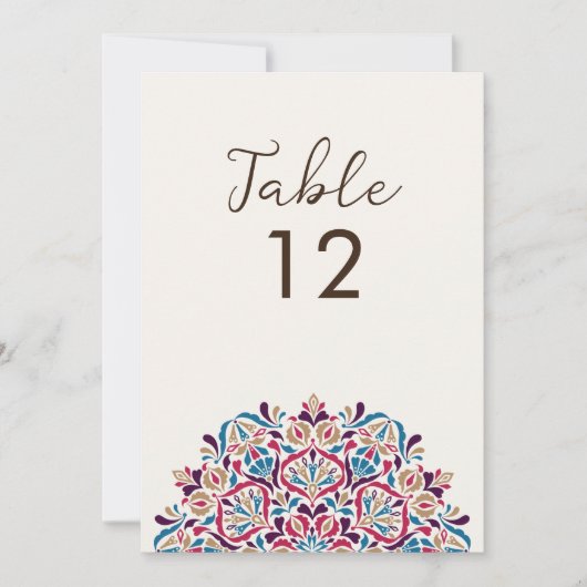 Invitation Floral Delight Mandala Wedding Table Number (Devant)