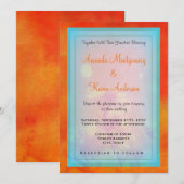 Invitation Floral Design sur un Mariage Arrière - plan orange (Devant / Derrière)
