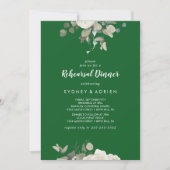 Invitation Floral d'hiver|Dîner de répétition vert (Devant)