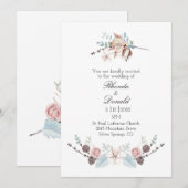 Invitation Floral d'hiver et Mariage d'aquarelle de feuillage (Devant / Derrière)