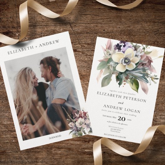Invitation Floral d'hiver | Mariage de vacances