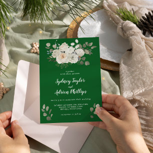 Invitation Floral d'hiver   Mariage Décontracté vert