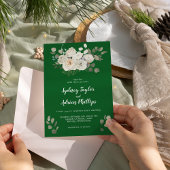 Invitation Floral d'hiver | Mariage Décontracté vert