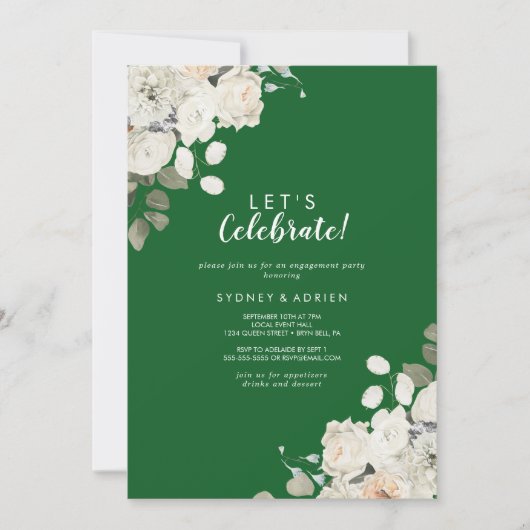 Invitation Floral d'hiver |Vert Fêtons la fête (Devant)