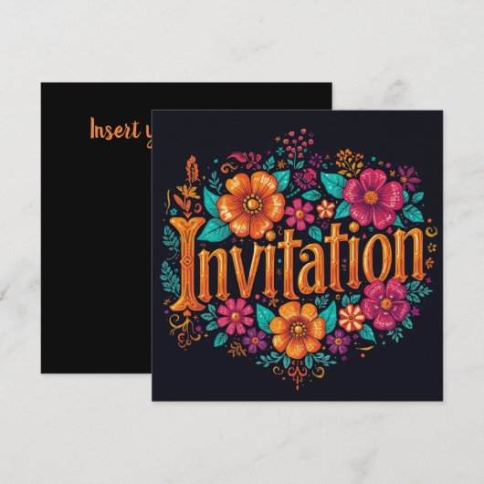 Invitation Floral dia de los muertos (Devant / Derrière)