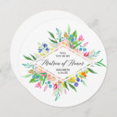 Invitation Floral Diamond Bridesmaid Matron d'honneur (Devant / Derrière)
