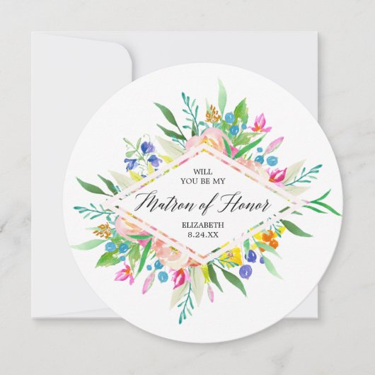 Invitation Floral Diamond Bridesmaid Matron d'honneur (Devant)