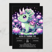 Invitation Floral Dino Dinosaur Anniversaire numérique (Devant / Derrière)