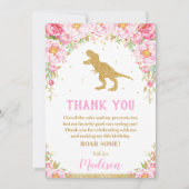 Invitation Floral Dinosaur Anniversaire Fille T-Rex (Devant)