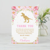 Invitation Floral Dinosaur Anniversaire Fille T-Rex (Debout devant)