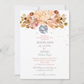 Invitation Floral Disco Ball Élégante Mariage rose (Devant)