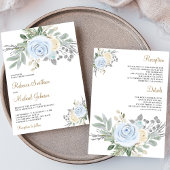 Invitation Floral d'ivoire bleu Dusty en un seul Mariage