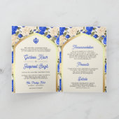 Invitation Floral d'ivoire bleu royal tout en un Mariage sikh (Intérieur)