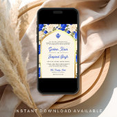 Invitation Floral d'ivoire bleu royal tout en un Mariage sikh