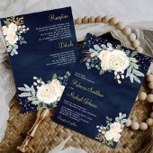 Invitation Floral d'ivoire d'or rustique tout en un Mariage d