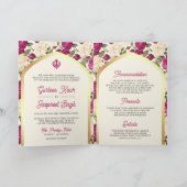 Invitation Floral d'ivoire magenta tout en un Mariage sikh (Intérieur)