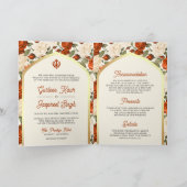 Invitation Floral d'ivoire orange tout en un Mariage sikh (Intérieur)