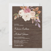Invitation Floral d'ivoire rose poussiéreux tout en un Mariag (Devant)