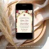 Invitation Floral d'ivoire rouge tout en un Mariage sikh