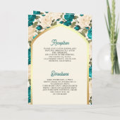 Invitation Floral d'ivoire turquoise tout en un Mariage sikh (Dos)