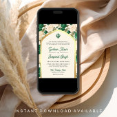 Invitation Floral d'ivoire vert émeraude tout en un Mariage s