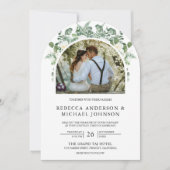 Invitation Floral d'ivoire vert tout en un Mariage d'arc (Devant)