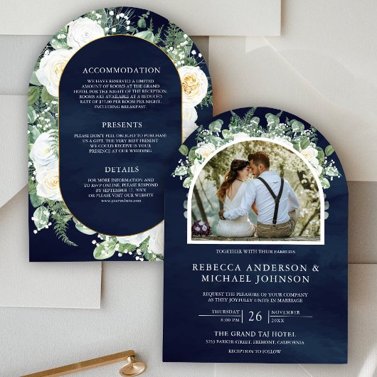 Invitation Floral d'ivoire vert tout en un Mariage d'arc de m